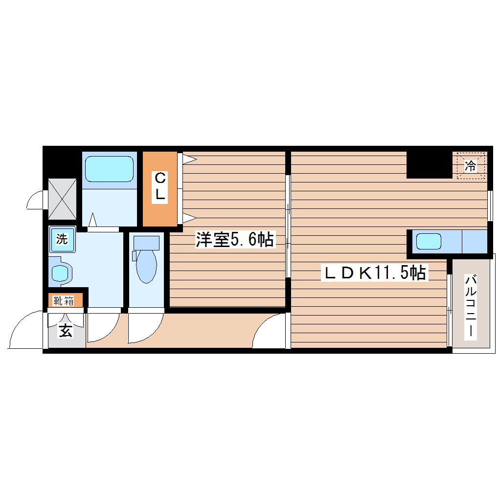 苦竹レジデンス壱番館(1LDK/6階)の間取り写真