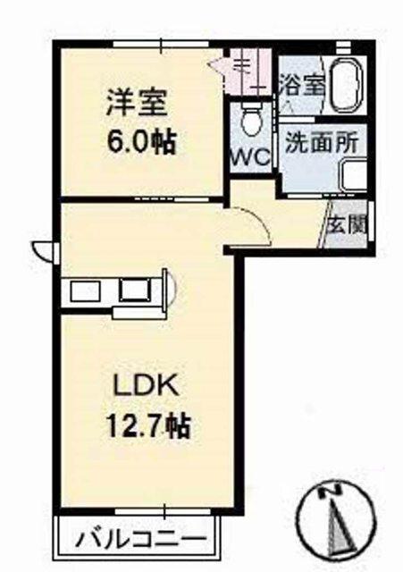 シャーメゾンひまわりB棟(1LDK/1階)の間取り写真