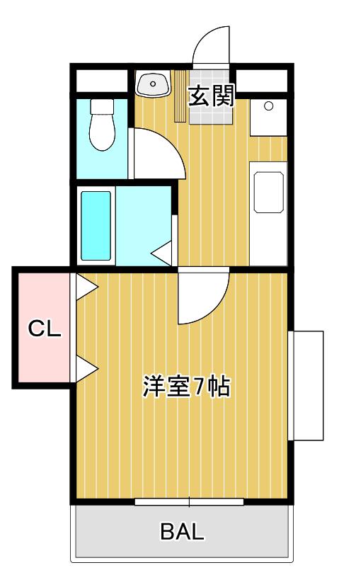 エスタシオン羽ノ浦(1K/1階)の間取り写真