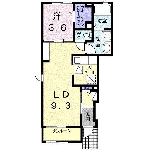 ブエナビスタ(1LDK/1階)の間取り写真