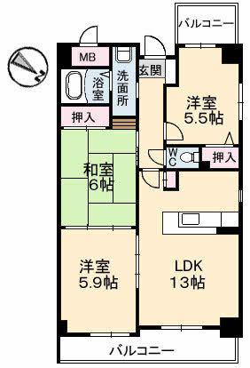ドゥーミル東原(3LDK/4階)の間取り写真