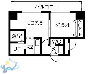 エステラ旭ヶ丘(1LDK/4階)の間取り写真