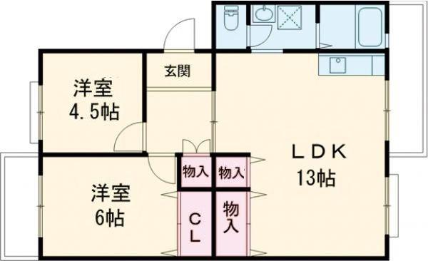 パストラル板倉B(2LDK/1階)の間取り写真