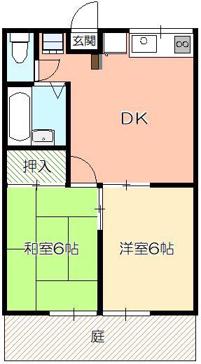 エステートピア国分寺 B棟(2DK/1階)の間取り写真
