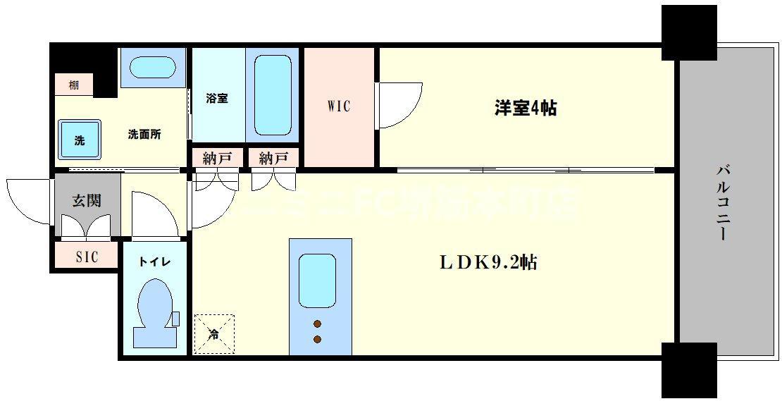 BPRレジデンス新梅田(1K/13階)の間取り写真