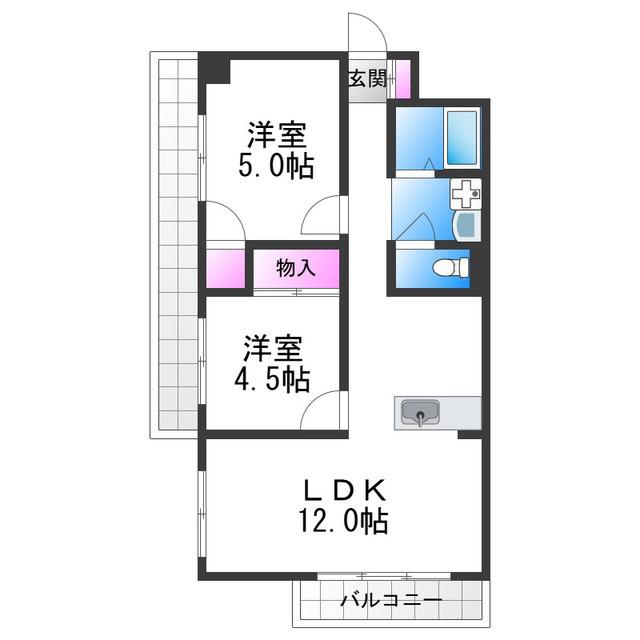 パークサイド南栄(2LDK/5階)の間取り写真