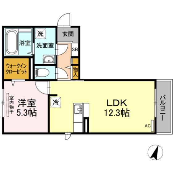 メナージュ(1LDK/2階)の間取り写真