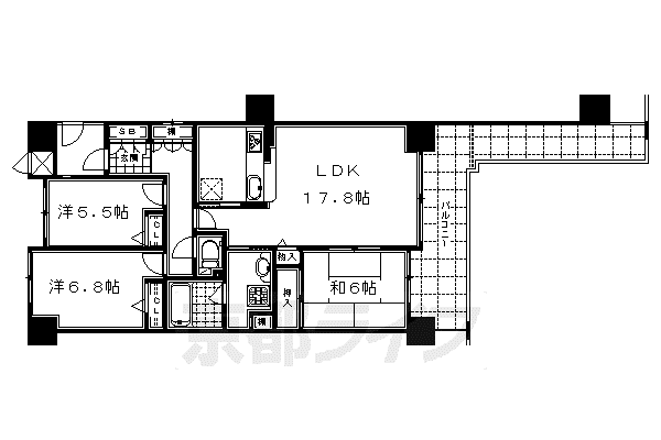 パデシオン京都駅前(3LDK/8階)の間取り写真