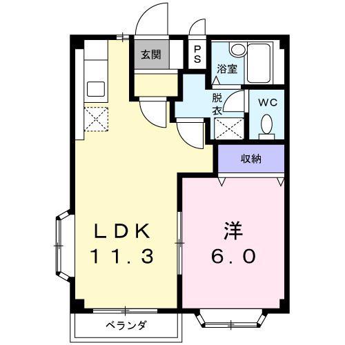 コーポユタカ(1LDK/2階)の間取り写真