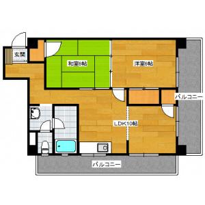 エステート上津A(2LDK/4階)の間取り写真
