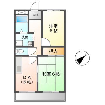 ドミール毘沙門(2K/1階)の間取り写真