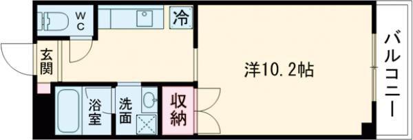 エリーフラッツ京町(1K/4階)の間取り写真