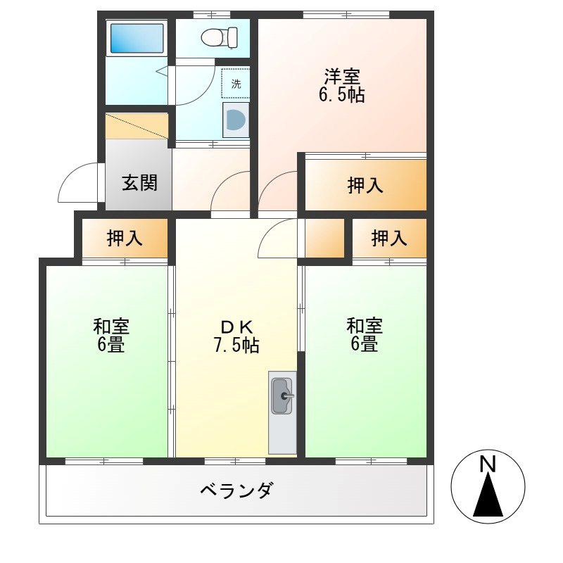 メゾンけやきII(3DK/1階)の間取り写真
