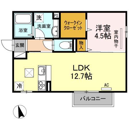 ラ・ルミエール(1LDK/1階)の間取り写真