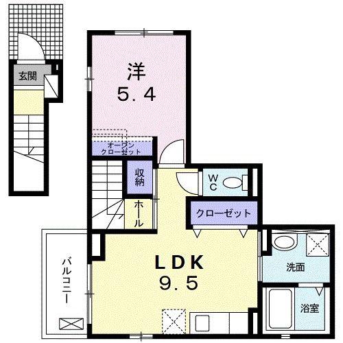 メゾン・ド・カラン(1LDK/2階)の間取り写真
