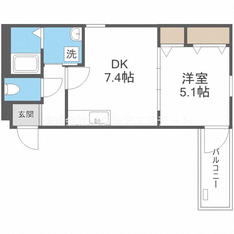 フジパレス我孫子西V番館(1DK/1階)の間取り写真