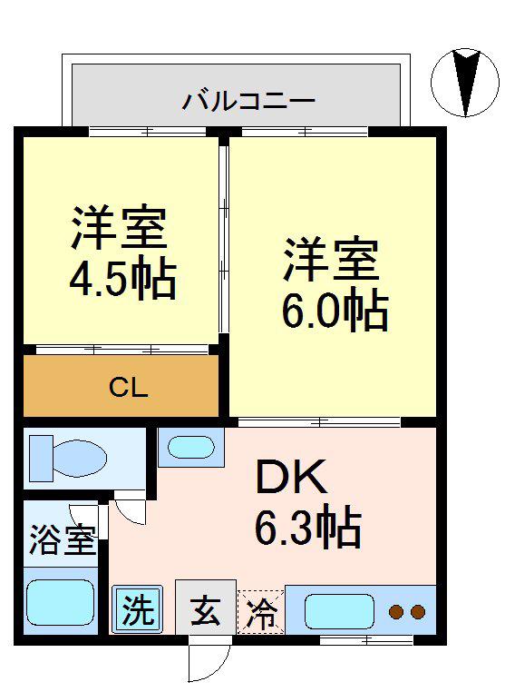 ハイムパータン(2DK/1階)の間取り写真