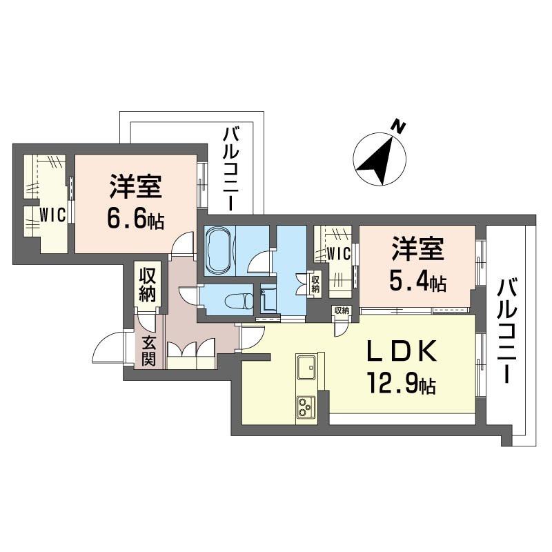 イースト ウィステリア II(2LDK/3階)の間取り写真