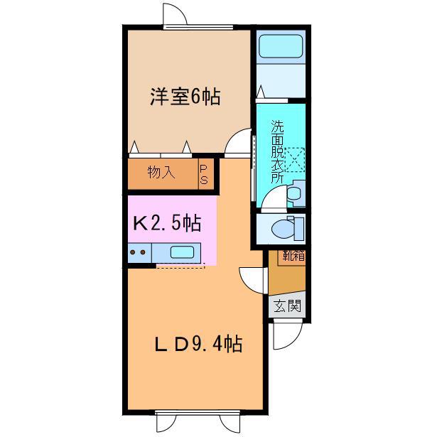 フェリジータI(1LDK/2階)の間取り写真