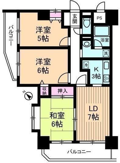 グリーンフィールド大山(3LDK/7階)の間取り写真
