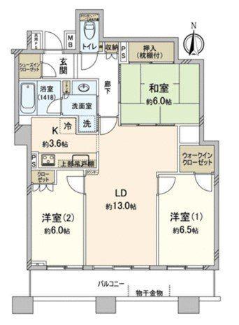 グレーシアタワーズ所沢 TOWER棟(3LDK/7階)の間取り写真