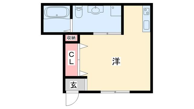 神戸電鉄粟生線 三木駅(神戸電鉄) 徒歩10分 2階建 築11年(ワンルーム/1階)の間取り写真