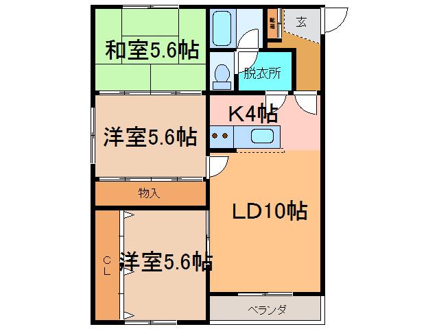ヴェルデュール柏林台(3LDK/2階)の間取り写真