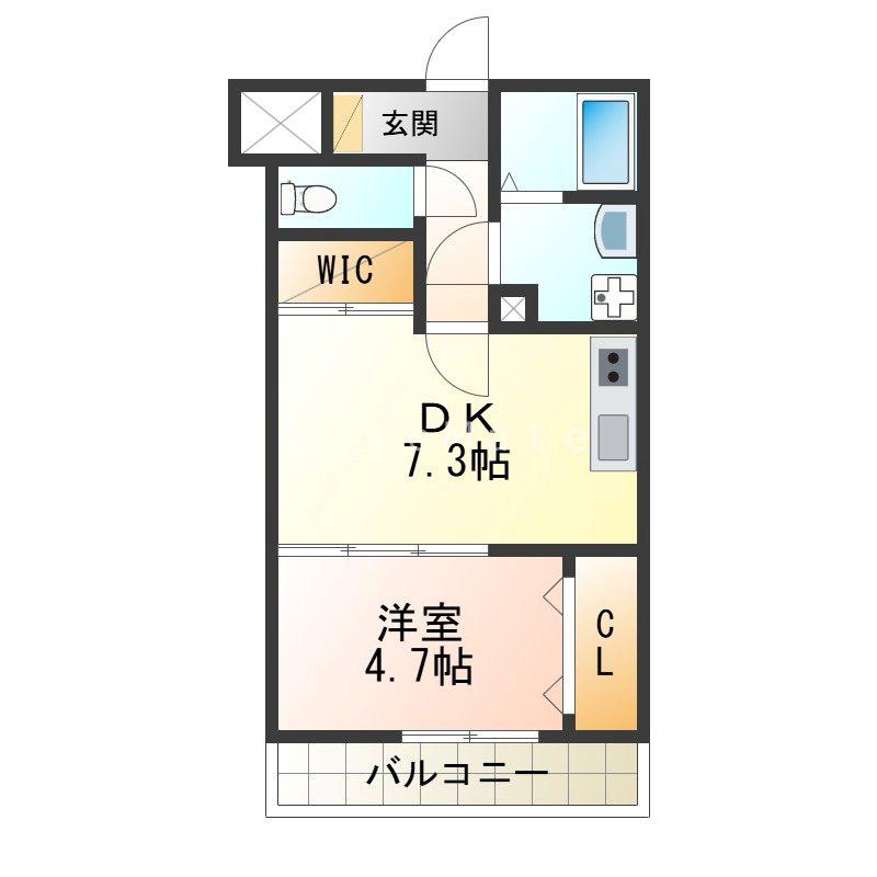 KTIレジデンス月見山II(1DK/1階)の間取り写真