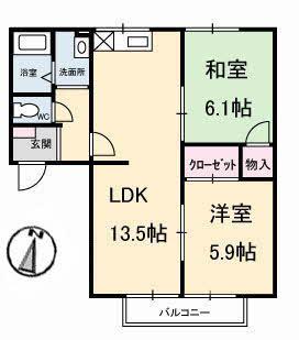 イーストパーク坂本A(2LDK/1階)の間取り写真