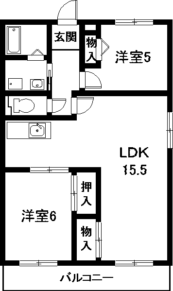 エスポワール緑(2LDK/1階)の間取り写真