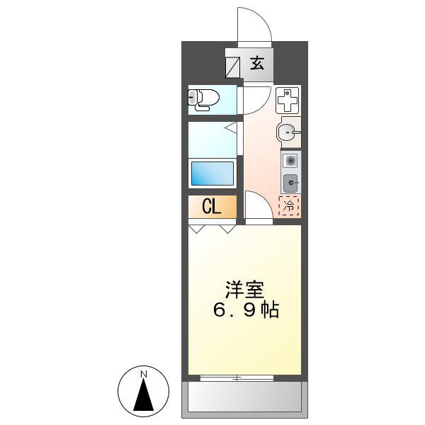 PRIMA(1K/1階)の間取り写真
