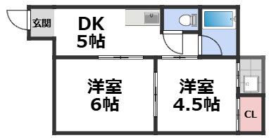 グリーンハイム公園南矢田(2DK/2階)の間取り写真