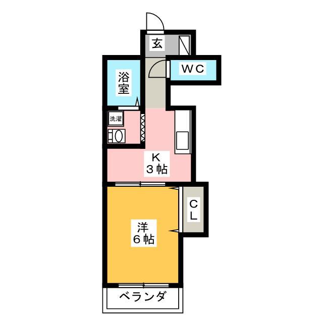 レジデンス創(1K/1階)の間取り写真