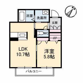 シャーメゾン ベルクムント(1LDK/1階)の間取り写真