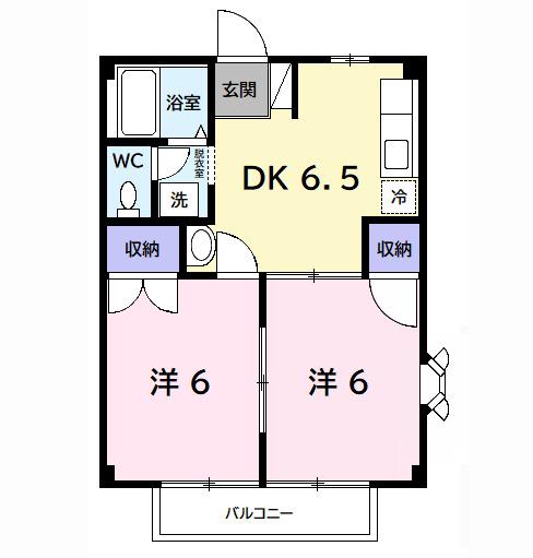 ファーストヒルズA(2DK/2階)の間取り写真