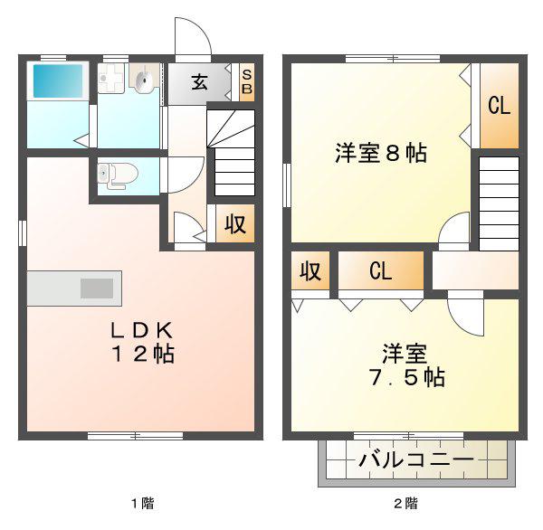 クレールカーサ(2LDK/1階)の間取り写真