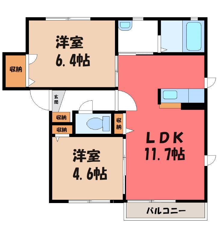 ティンカーベル(2LDK/2階)の間取り写真