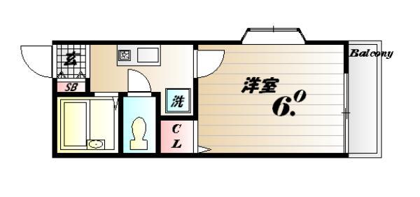 アリュール学院前III(1K/3階)の間取り写真