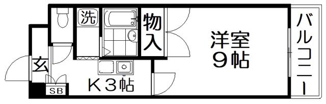 デイグラン香里園北(1K/3階)の間取り写真