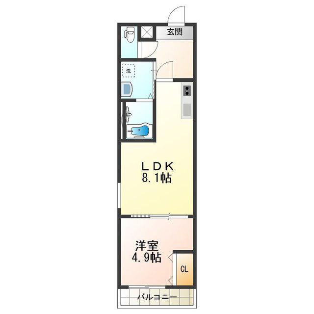 フジパレスあびこV番館(1LDK/2階)の間取り写真