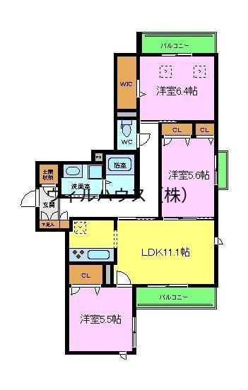シャーメゾンモーヒロ(3LDK/1階)の間取り写真