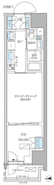 パークアクシス品川天王洲アイル(1LDK/7階)の間取り写真