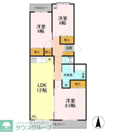 下石倉北ハイツ(3LDK/2階)の間取り写真