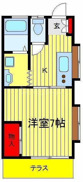 ハイツ二幸B棟(1K/2階)の間取り写真