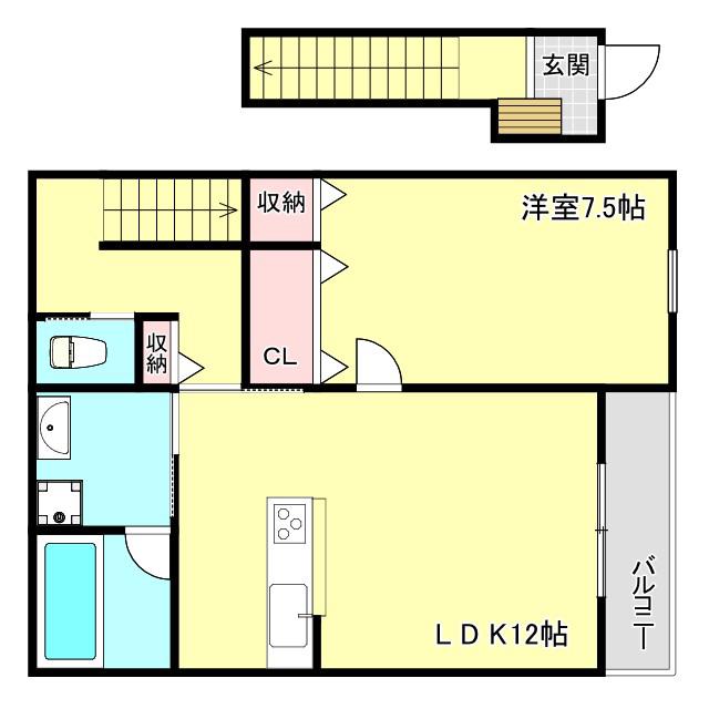 FORESTA A(1LDK/2階)の間取り写真