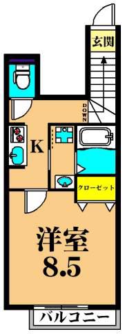 ALLURE仲六郷(1K/2階)の間取り写真
