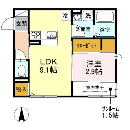 SUNRISE岡山駅前(1SLDK/2階)の間取り写真