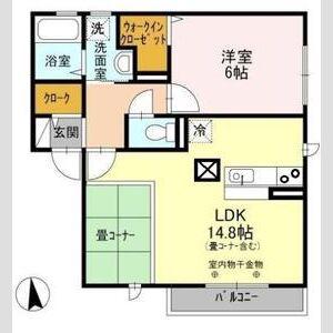 ダッフィールーム(1LDK/1階)の間取り写真