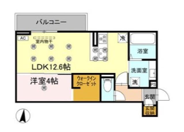 クランツ北井門(1LDK/2階)の間取り写真