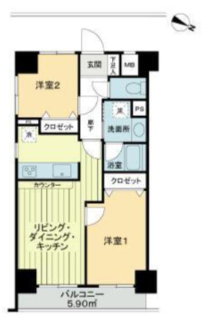 リュエル戸田公園(2LDK/6階)の間取り写真